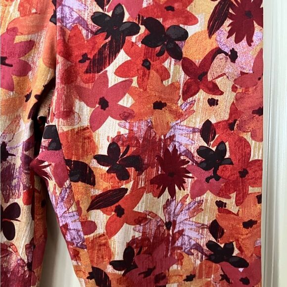 SIGRID OLSEN Floral Wide Leg Pants Size Zip Red Orange Women’s Size 6 - Picture 3 of 6